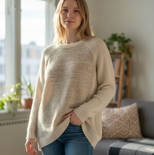 The Limited Oatmeal Heather Knit Sweater Large L Vanilla Girl Minimalist Cozy